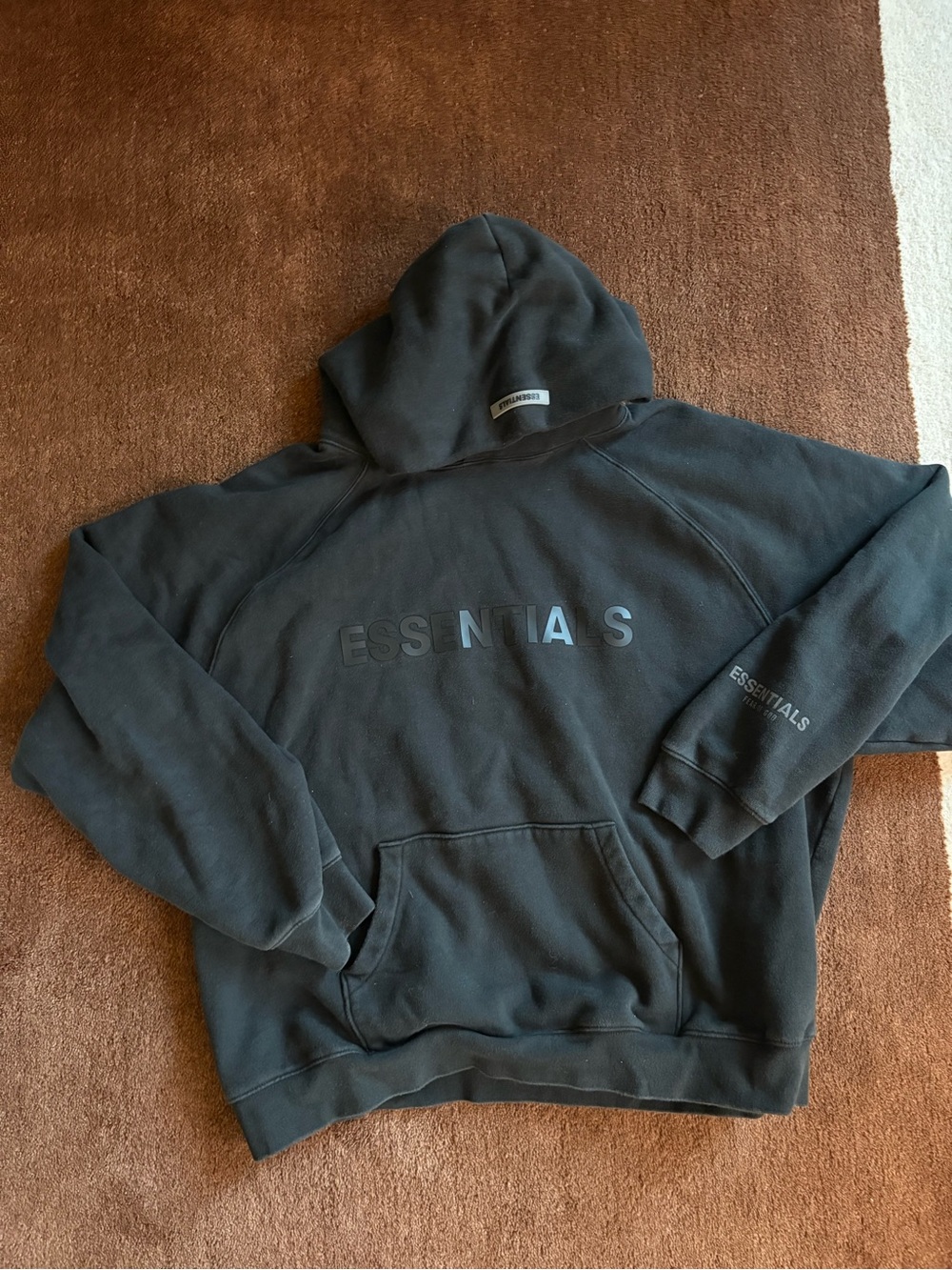 Essentials Black Logo Pullover Hoodie